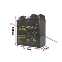 Ắc quy khô GS GT6A 12V 6AH cung cấp nguồn điện ổn định cho xe máy Taurus