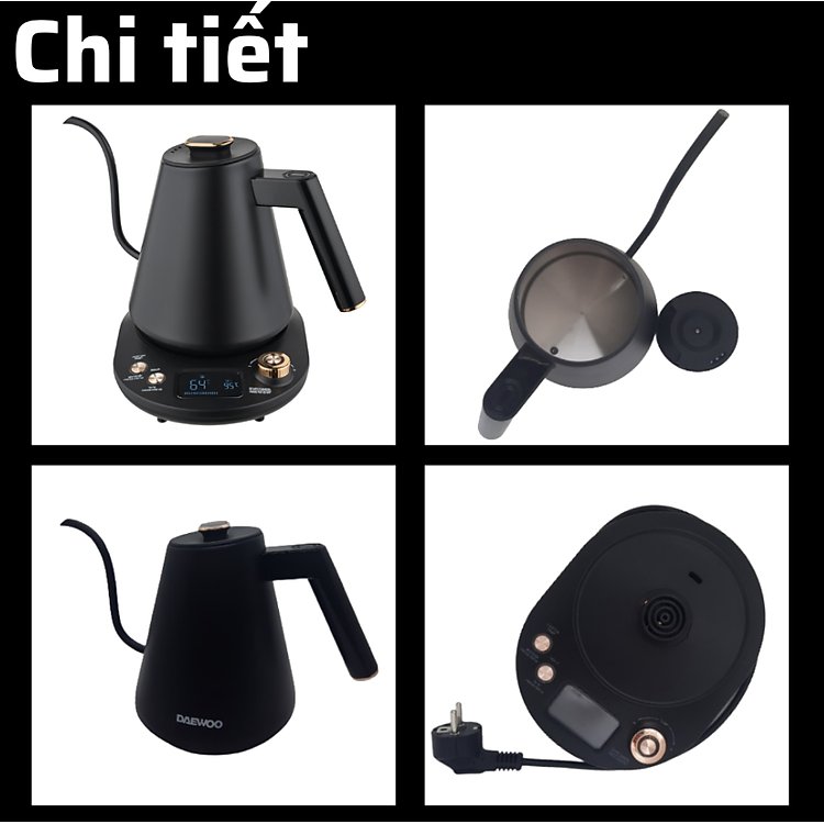 Ấm siêu tốc Daewoo 1L DWK-GN10LCD chính hãng đa chức năng chỉnh nhiệt độ bảo hành 24 tháng