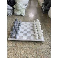 Bàn cờ vua đá cẩm thạch trắng xám 30cm món quà ý nghĩa cho mọi lứa tuổi