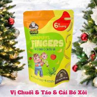 Bánh ăn dặm Papafood Papapuffs vị Chuối Táo Cải Bó Xôi 100% hữu cơ không sữa bò phù hợp mọi bé