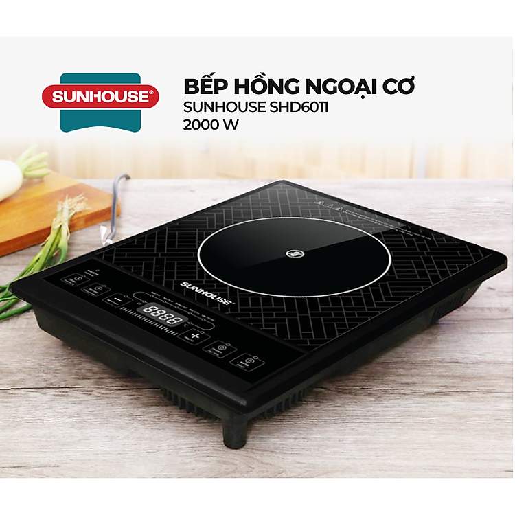 Bếp Hồng Ngoại Sunhouse SHD6011 2000W Đen Đa Năng Nấu Lẩu Chiên Xào Cực Nhanh
