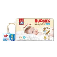 Bỉm dán sơ sinh Huggies Skin Perfect NB 38 miếng kết hợp hai vùng thấm hút giảm thiểu kích ứng