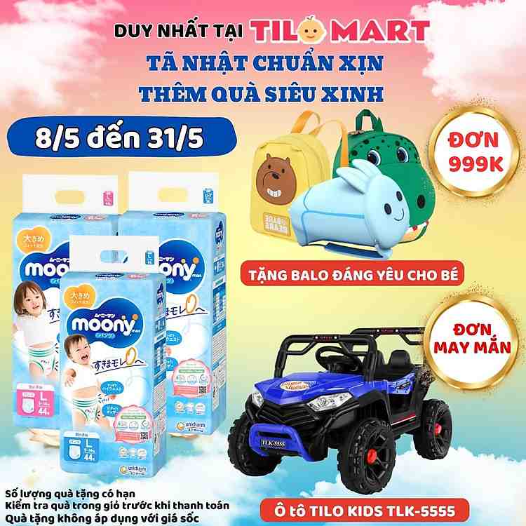 Bỉm Moony Blue size L Boy 44 miếng công nghệ lõi bông cao cấp cho bé trai luôn khô ráo