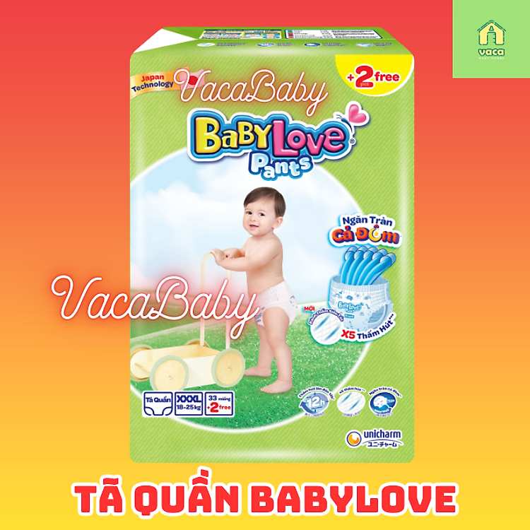 Bỉm quần Baby Love size lớn 3XL 4XL 5XL gói 33 miếng cộng 2 miếng ưu đãi tốt nhất