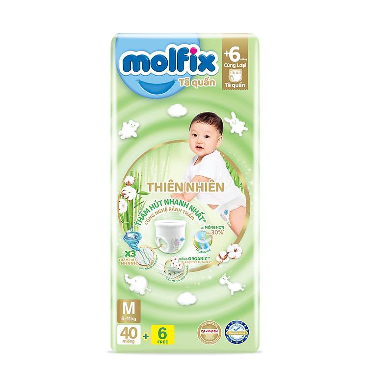 Bỉm quần Molfix Thiên nhiên Jumbo M46 bảo vệ bé yêu khỏi hăm tã và kích ứng