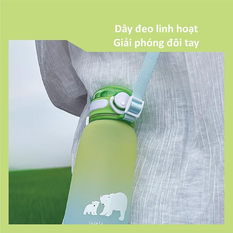 Bình nước KuKu KU5619 nhựa Tritan 550ml thiết kế quai cầm tiện lợi cùng ống hút mềm mại