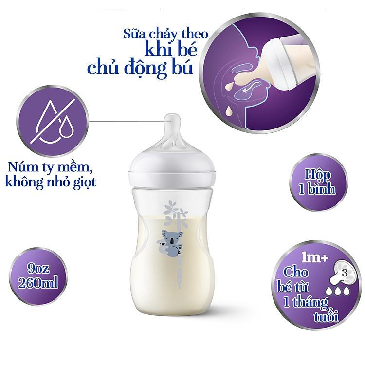Bình sữa Philips Avent Natural 260ml nhựa PP đáp ứng mọi nhu cầu dinh dưỡng cho trẻ một tháng