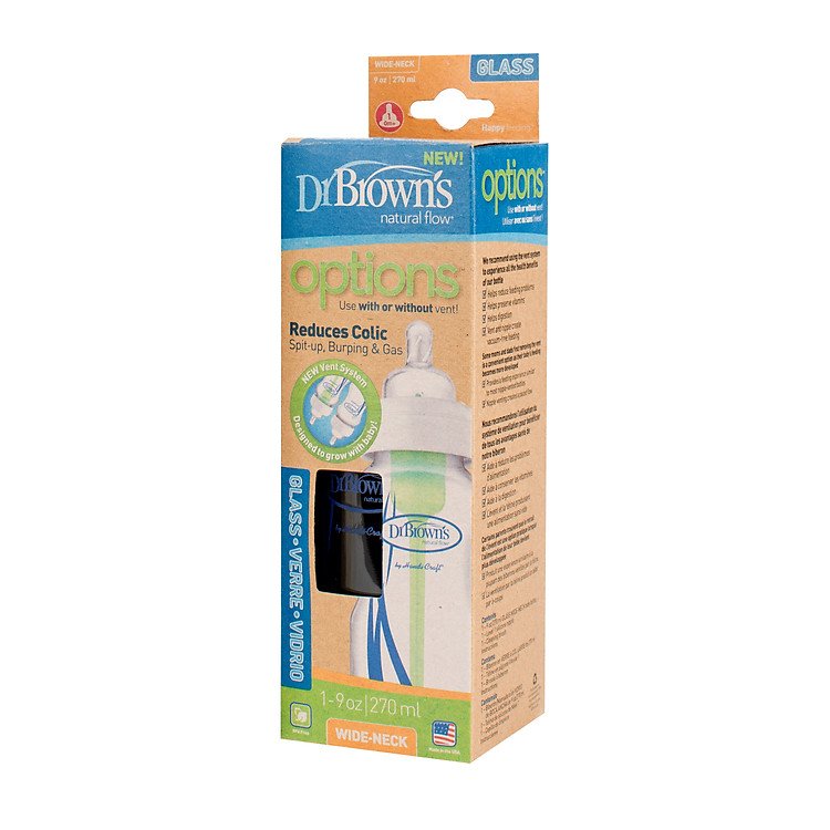 Bình sữa thủy tinh Dr.Brown's 270ml cổ rộng giúp duy trì dưỡng chất thiết yếu trong sữa mẹ và sữa bột