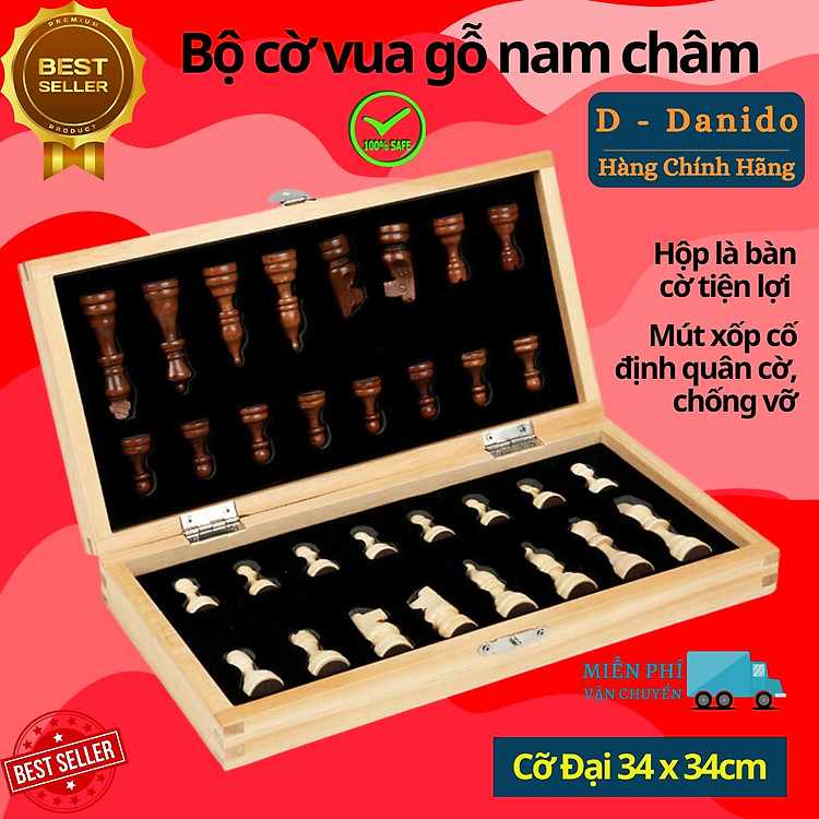 Bộ cờ vua D Danido gỗ thông tự nhiên nam châm chính hãng cho người yêu thích trí tuệ