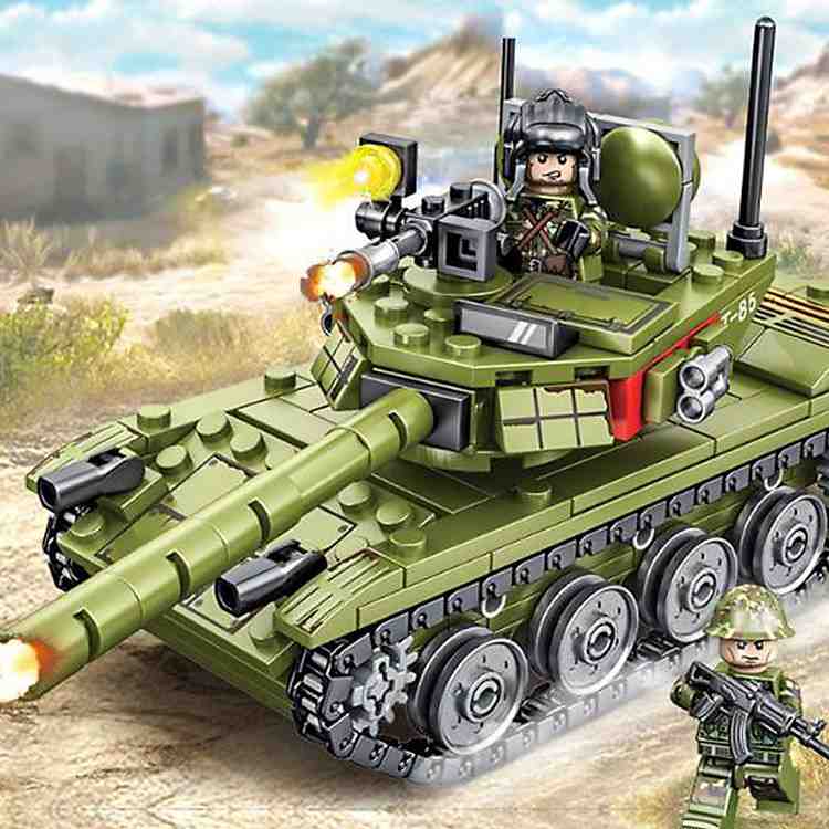 Bộ đồ chơi xe tank chiến đấu lắp ráp xoay 360 độ bền đẹp nhựa an toàn