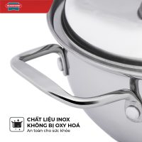Bộ Nồi Inox 3 Đáy Sunhouse SH335(16cm, 20cm, 24cm ) - Dùng trên mọi loại bếp - Hàng chính hãng