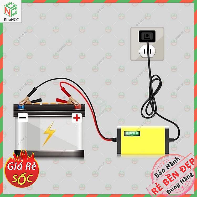 Bộ sạc ắc quy 12V2A chính hãng tiện dụng cho cả xe máy ô tô công suất 20Ah