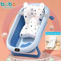Bồn tắm cho bé thiết kế gấp gọn thông minh có kèm phao tắm và nhiệt kế đo nước chính xác
