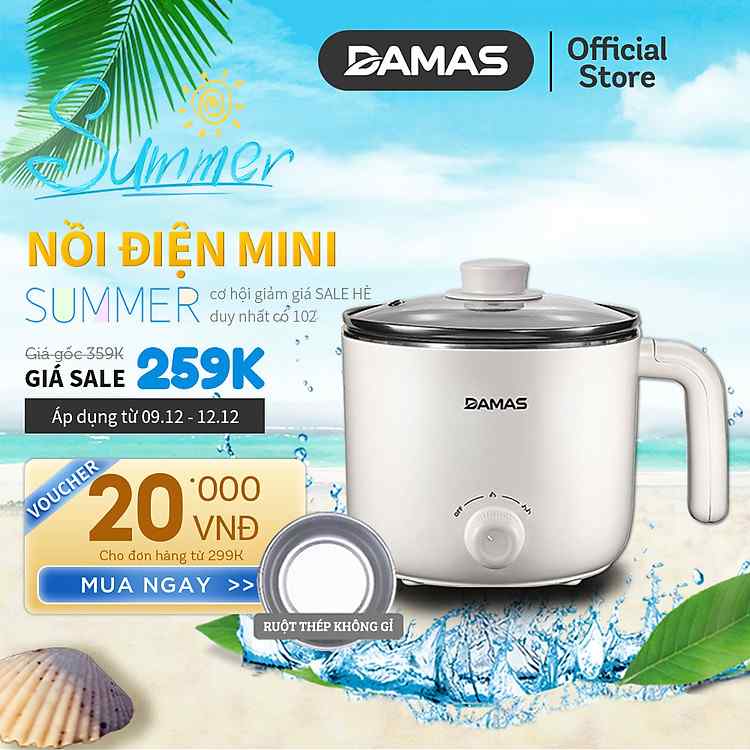 Ca Nấu Mì Điện Damas DK-8012 Đa Năng 2 Mức Nhiệt Độ Bền Vượt Trội Từ Thương Hiệu Damas