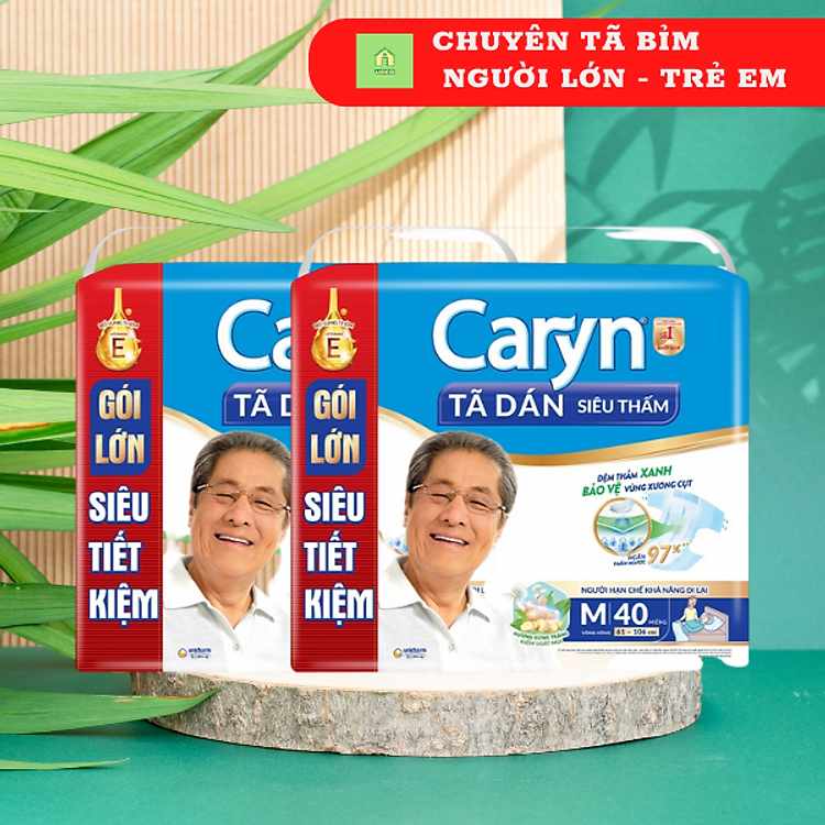 Combo 2 gói tã dán Caryn size M 40 miếng độ bền cao và khả năng thấm hút mạnh mẽ
