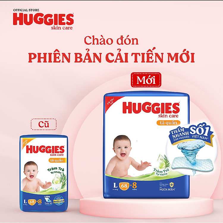 Combo 2 Gói Tã Quần Huggies Skincare Mega Jumbo Lựa Chọn Hoàn Hảo Cho Da Bé