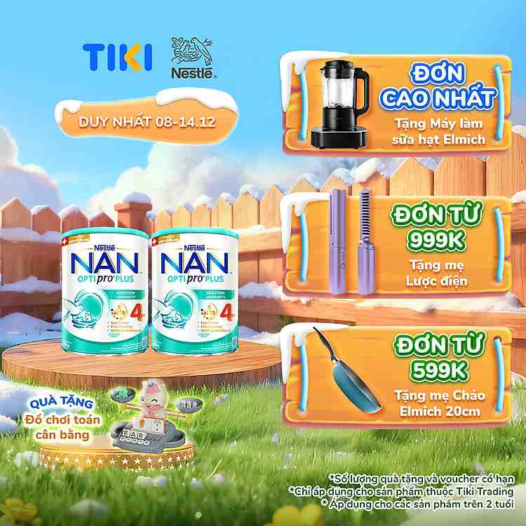 Combo 2 lon Nestlé NAN OPTIPRO PLUS 4 800g 5HMO tặng bộ đồ chơi toán học cân bằng cho bé học tập