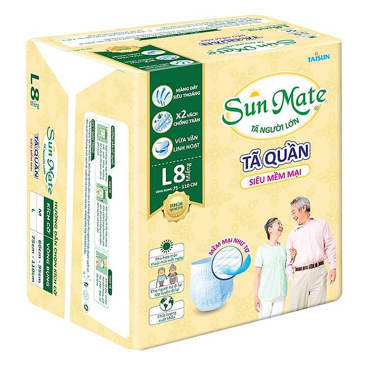 Combo 2 Tã Quần Sunmate Size L8 Mềm Mại Như Bông Bảo Vệ Làn Da