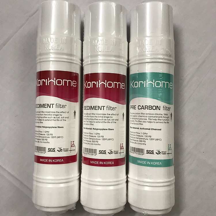 Combo 3 lõi lọc thô Korihome hàng chính hãng nhập khẩu nguyên chiếc bảo vệ hệ thống lọc nước gia đình