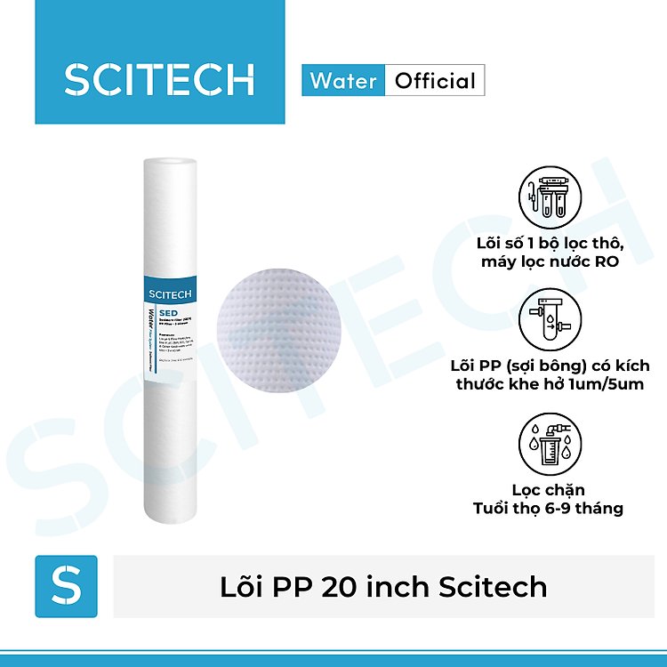 Combo lõi lọc thô số 1 PP 20 inch 5 micron chính hãng cho máy lọc nước RO