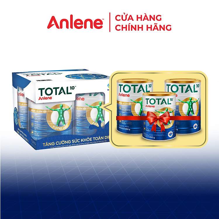 Combo sức khỏe vàng Anlene Total 10 mua 2 lon 800g tặng ngay 1 lon 400g ưu đãi
