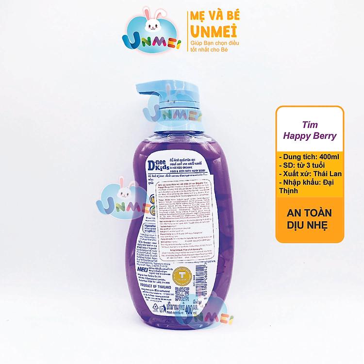 D-nee Kids tím tắm gội toàn thân cho bé trên 3 tuổi chai 400ml tiết kiệm