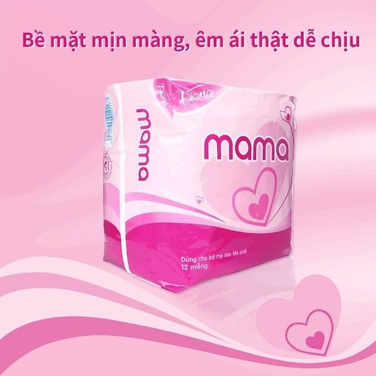 Đảm bảo vệ sinh và sự khô ráo suốt ngày dài với băng vệ sinh Diana Mama 12 miếng
