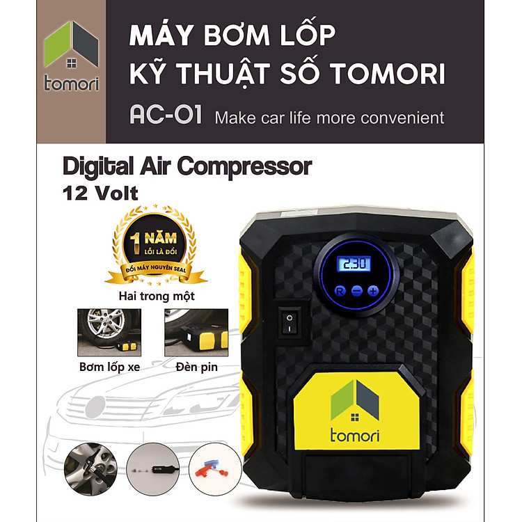 Đánh giá máy bơm hơi ô tô Tomori AC-01 dòng máy bơm tự ngắt bán chạy hàng đầu