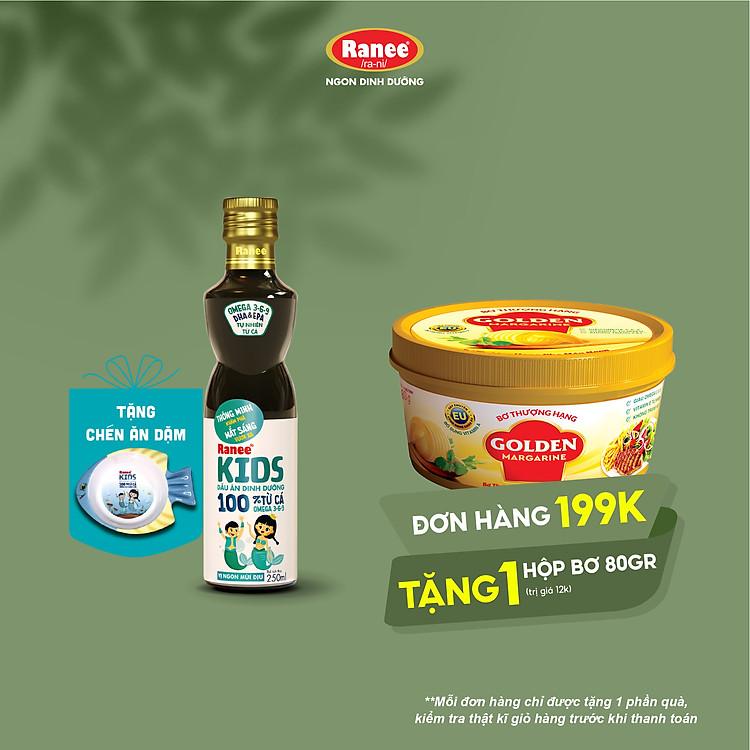 Dầu ăn Ranee KIDS 250ml quà tặng kép chén ăn dặm hình cá và bơ 80g cho đơn 199k