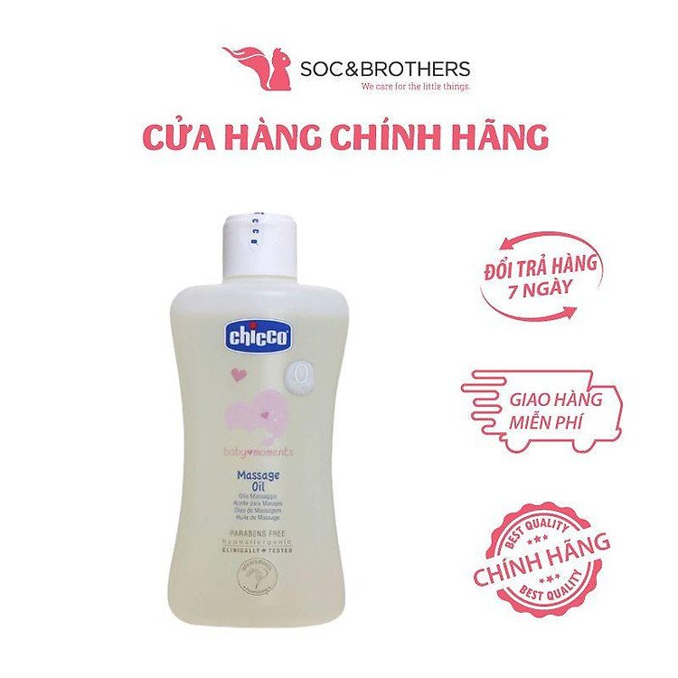 Dầu mát-xa Chicco chiết xuất hạt bông 200ml bảo vệ độ pH tự nhiên của da