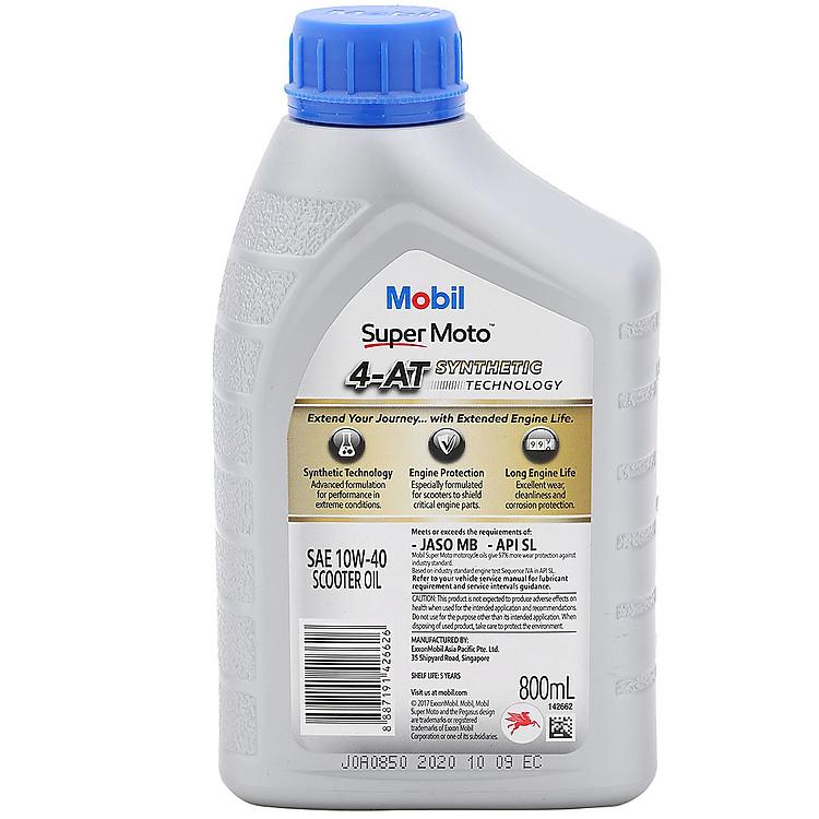 Dầu nhớt xe tay ga Mobil Super Moto Scooter 10W-40 chính hãng dung tích 800ml đạt chuẩn API SL