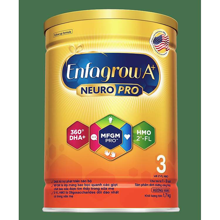 Đầu tư tương lai cho con với sữa bột Enfagrow A+ Neuropro 3 1.7kg giàu dưỡng chất phát triển não bộ