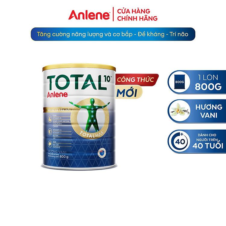 Dinh dưỡng Anlene Total 10 lon 800g tặng bộ quà tặng gia dụng nồi inox hoặc chảo 18cm kèm theo ly inox