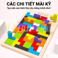 Đồ chơi gỗ Montessori HL199 Zcube giúp trẻ nhận diện màu sắc và hình khối nhanh