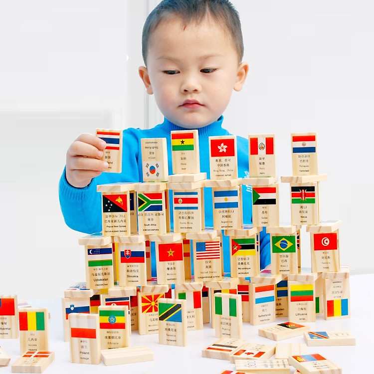 Đồ chơi gỗ thông minh 100 lá cờ các nước hỗ trợ bé khám phá kiến thức mới