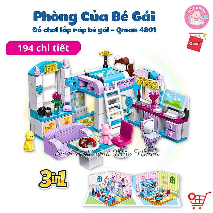 Đồ chơi xếp hình Qman 4801 chủ đề phòng bé gái 194 mảnh ghép chính hãng đạt chuẩn an toàn