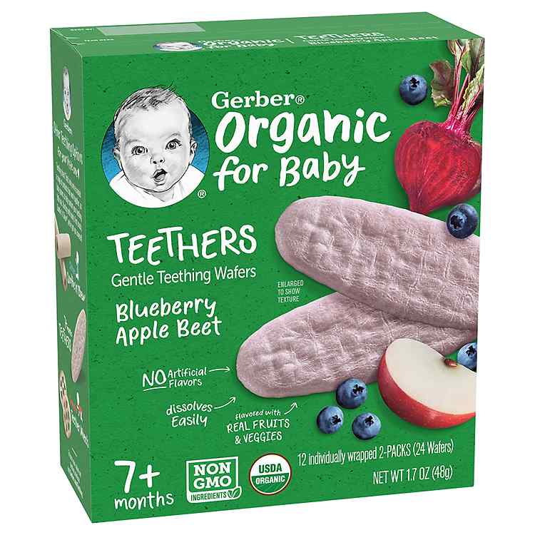 Dòng bánh gạo hữu cơ Gerber Organic vị việt quất táo củ cải đỏ 48g chất lượng cao
