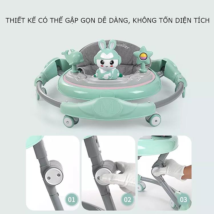 Dòng xe tập đi XTD616 khung kim loại tích hợp bàn ăn dặm và tay đẩy điều hướng