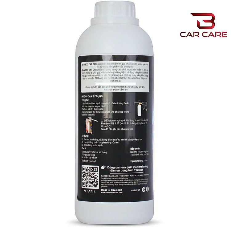 Dung dịch rửa xe bọt tuyết BT01 đậm đặc 1L giúp tiết kiệm thời gian và công sức vệ xe