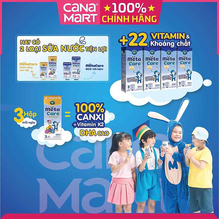 Duy trì đà tăng trưởng lý tưởng cho trẻ nhờ thùng sữa nước Nutricare Metacare ECO 180ml mỗi ngày