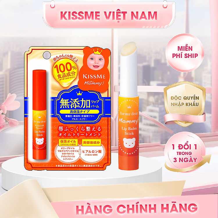 Duy trì độ ẩm tự nhiên cho môi bé với son dưỡng chống nứt nẻ Kissme Mommy Lips
