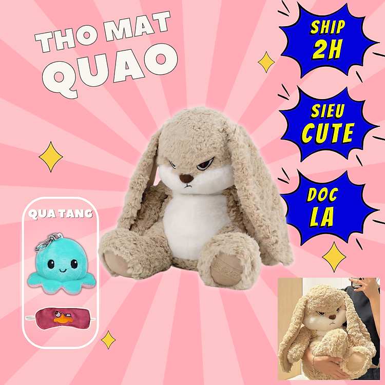 Gấu bông thỏ mặt quạo siêu mịn kích thước 45cm hoàn hảo để làm quà tặng