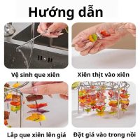 Giá Nướng 24 Xiên Inox Chính Hãng Miniin Cho Nồi Chiên Không Dầu Dạng Tròn Dọc