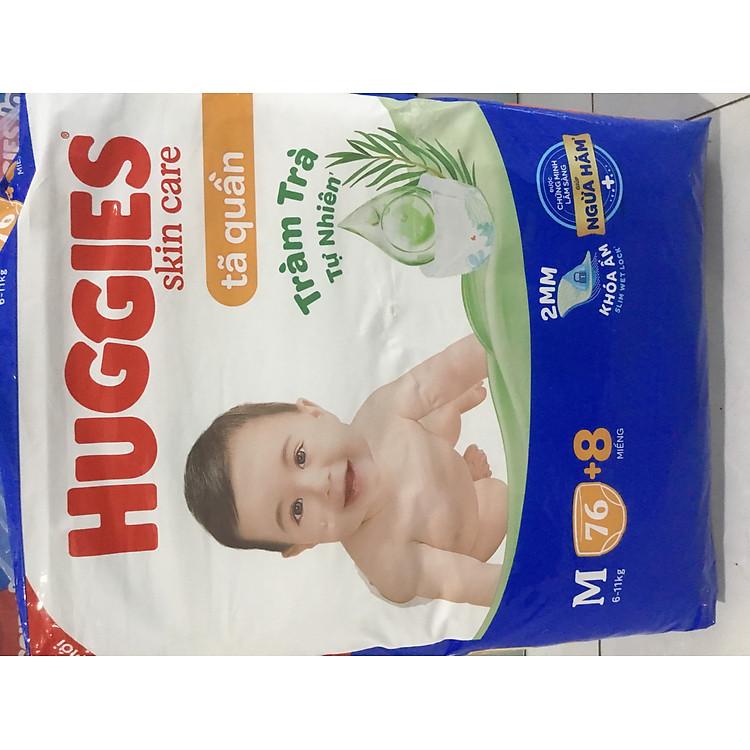 Huggies M76 Skin Care tặng thêm 8 miếng tã quần date mới bảo vệ da tràm trà