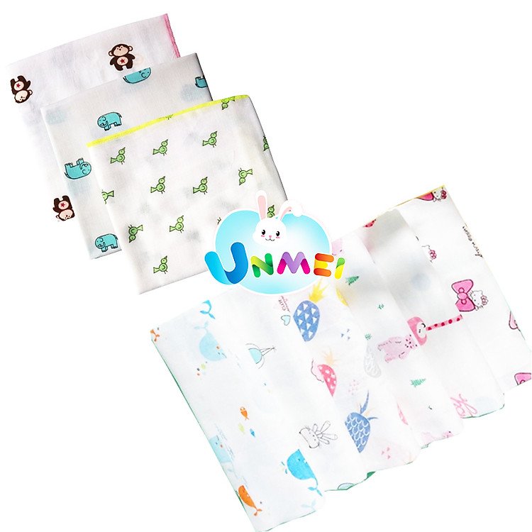Khăn tắm cho bé Unmei 80x85cm chất liệu xô 2 lớp mềm mịn bảo vệ sức khỏe trẻ