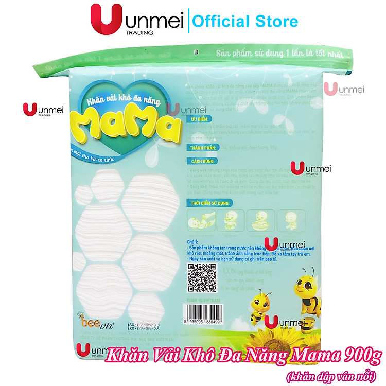 Khăn vải khô đa năng BeeVN Mama túi 900g tiết kiệm xanh bảo vệ sức khỏe và làn da bé