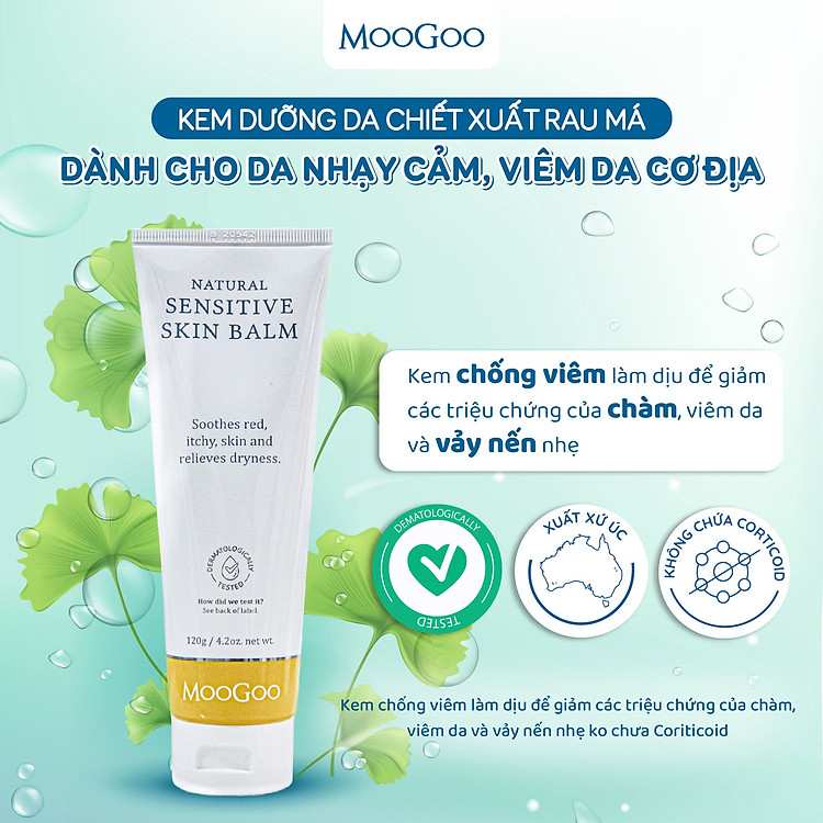 Làm sạch và dịu da viêm cơ địa với kem rau má MooGoo chính hãng từ Úc