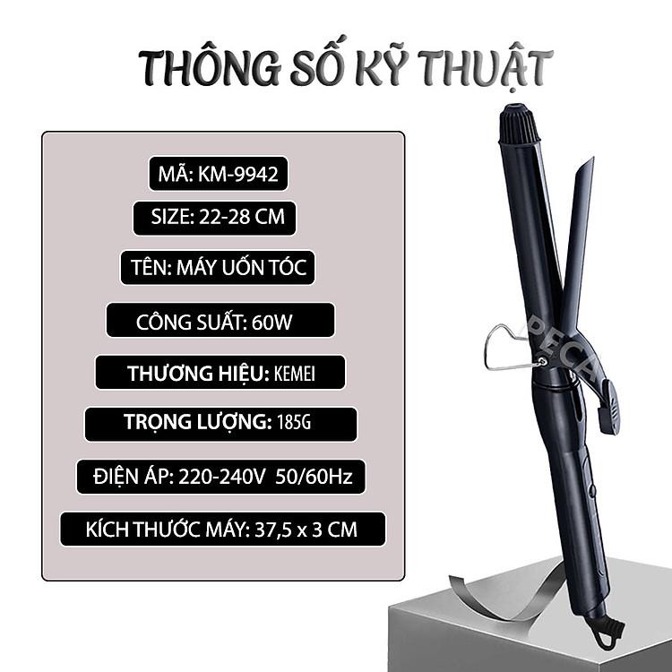 Máy uốn tóc Kemei KM-9942 vận hành êm ái cùng dây xoay 360 độ hỗ trợ làm đẹp tối ưu