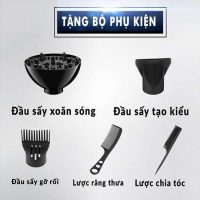 Nâng tầm phong cách với máy sấy tóc 2200W tặng kèm combo 5 phụ kiện làm đẹp tóc