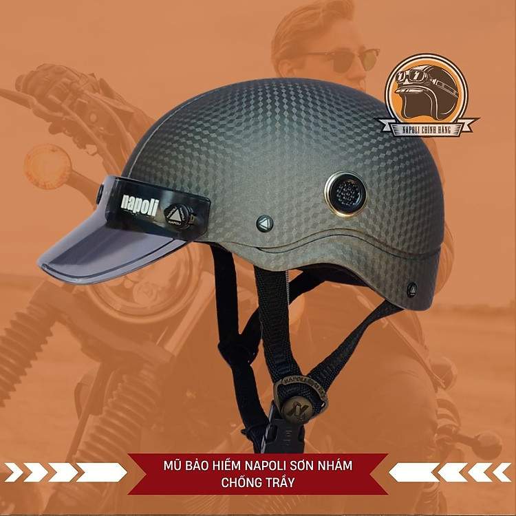 Nón Bảo Hiểm 1/2 Napoli N088 Sơn Nhám Carbon Chính Hãng Miễn Phí Giao Hàng